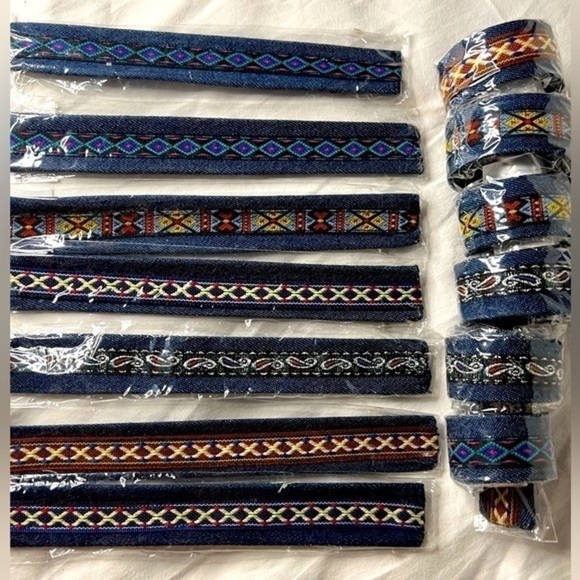 Vintage Y2K Iconic 90s Slap Bracelets Denim with Patterns - Picture 1 of 5